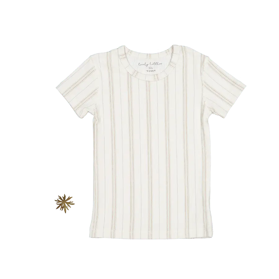 The Printed Short Sleeve Tee - Mist Stripe - Sleeve, White, Textile, Active Shirt, Top | Everetts Place
