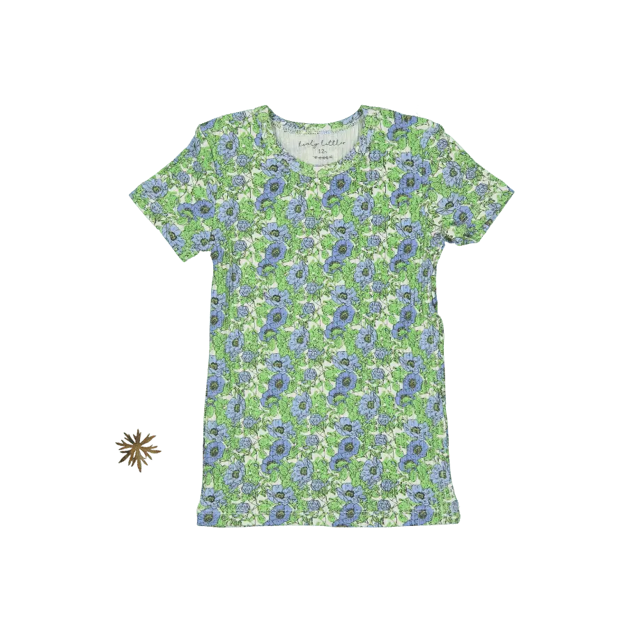 The Printed Short Sleeve Tee - Pansy - Sleeve, White, Textile, Fashion, Active Shirt | Everetts Place