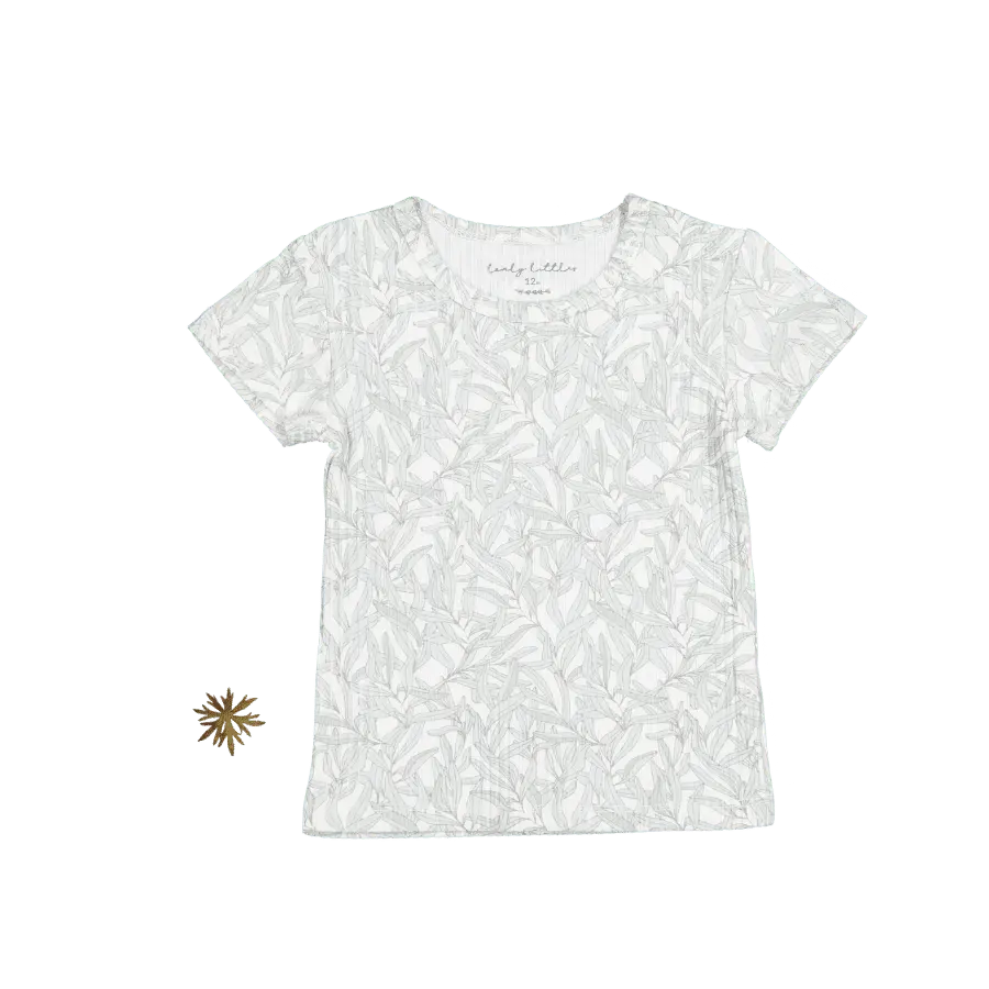 The Printed Short Sleeve Tee - Willa - Sleeve, White, Textile, Active Shirt, Grey | Everetts Place