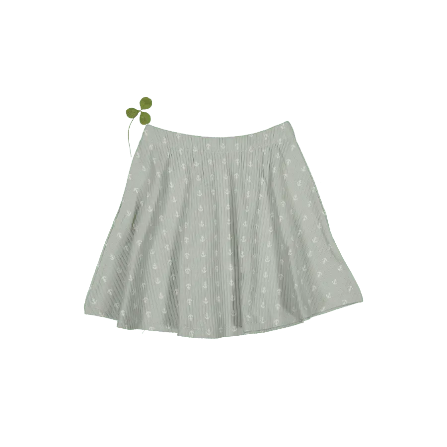 The Printed Skirt - Anchor - White, Textile, Grey, A-line, Tennis Skirt | Everetts Place