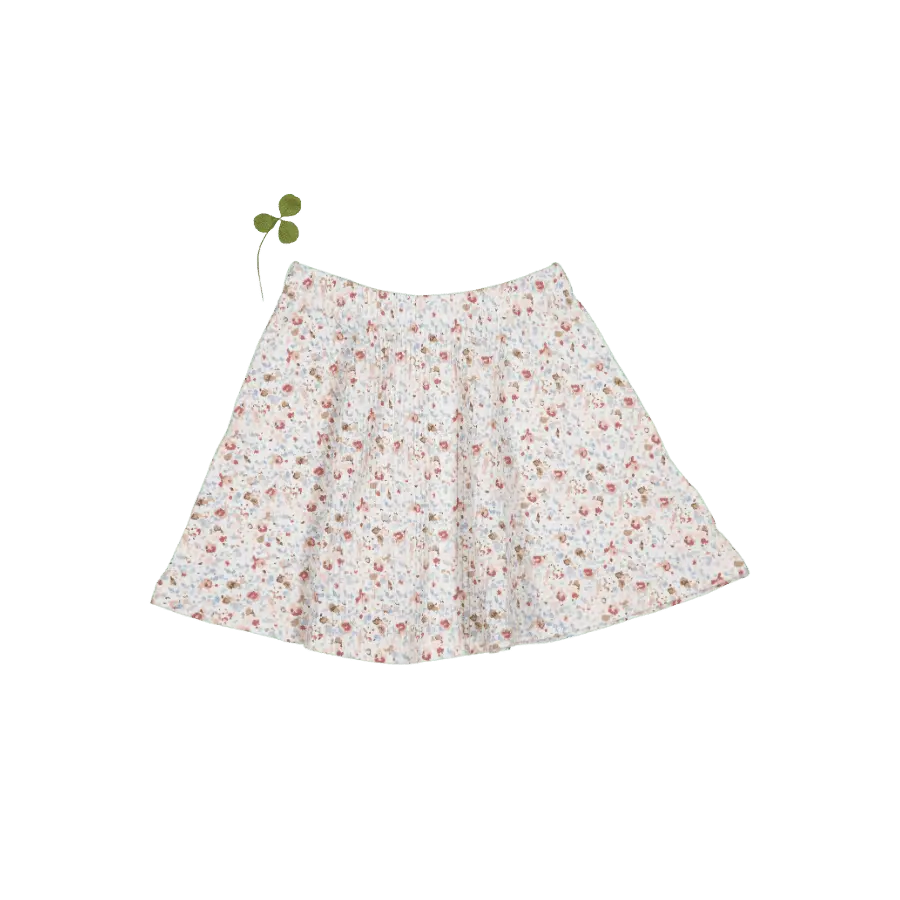 The Printed Skirt - Evelyn - White, Textile, Pink, A-line, Skort | Everetts Place