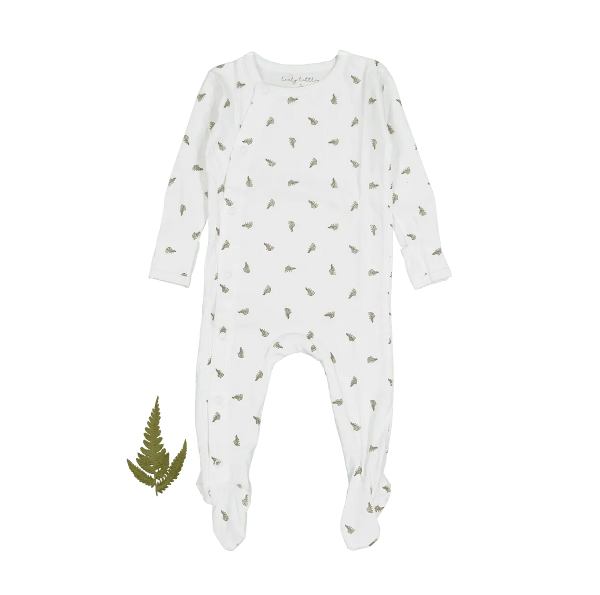 Lovely Littles The Printed Snap Romper - White Leaf - 