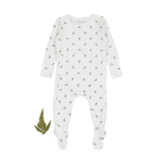 Lovely Littles The Printed Snap Romper - White Leaf - 