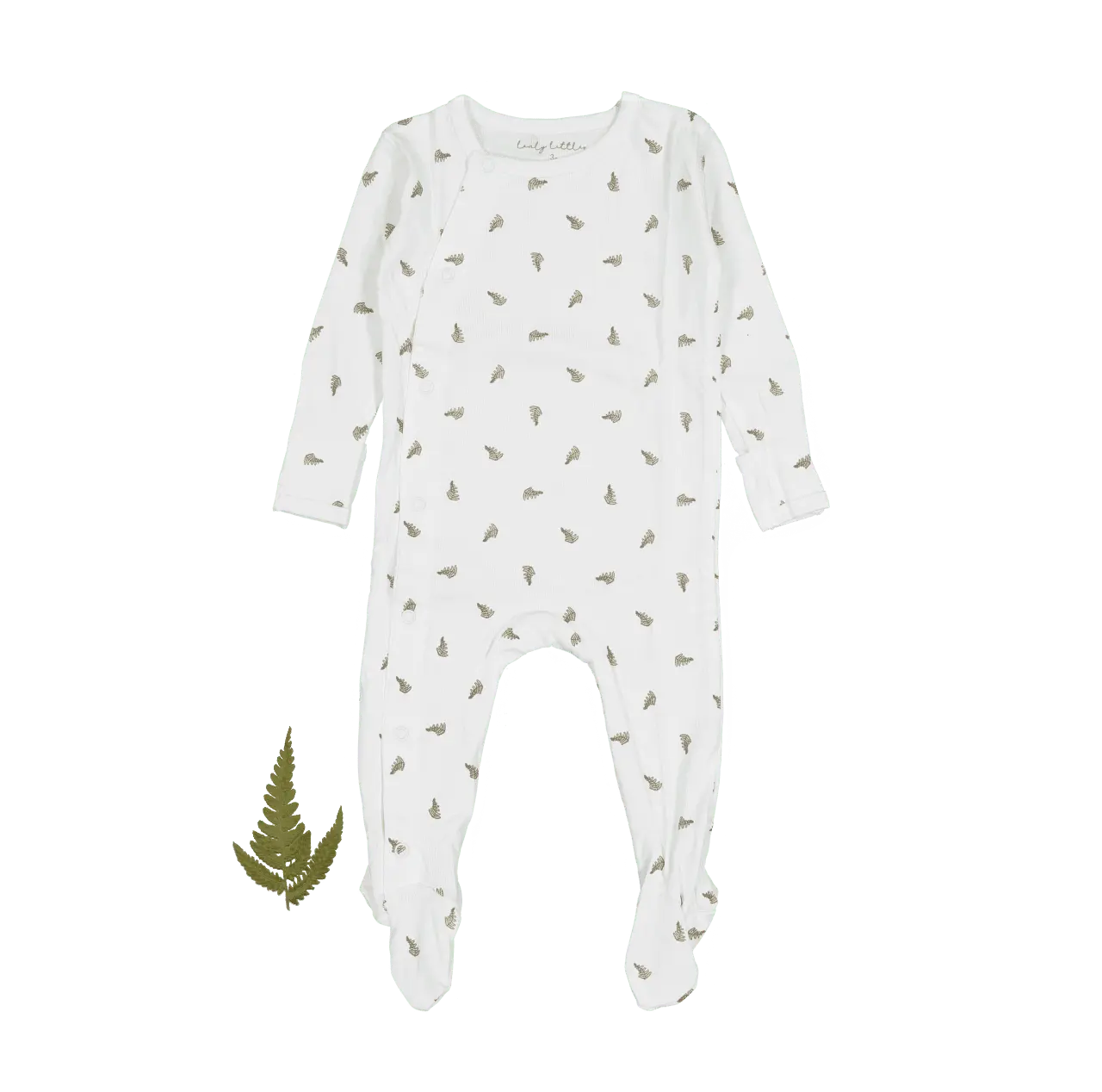 Lovely Littles The Printed Snap Romper - White Leaf - 