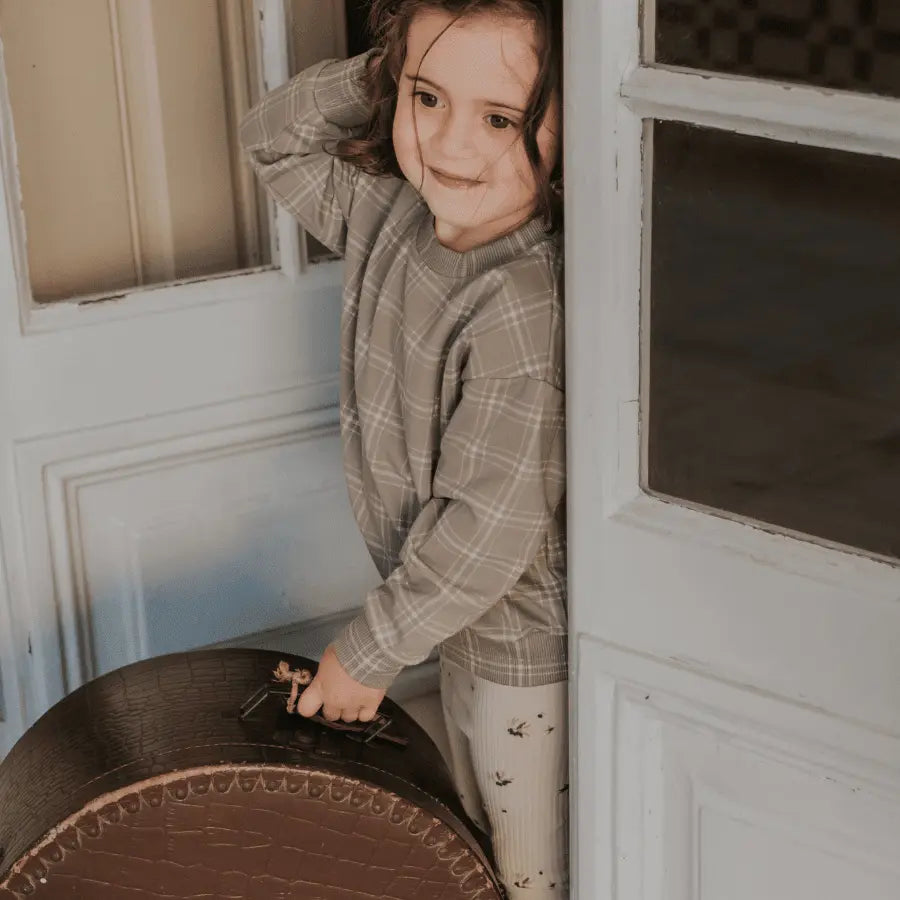 Lovely Littles The Printed Sweatshirt - Taupe Check - 