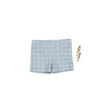 The Printed Swim Short - Blue Grid - White, Textile, Trunks, Active Shorts, Grey | Everetts Place