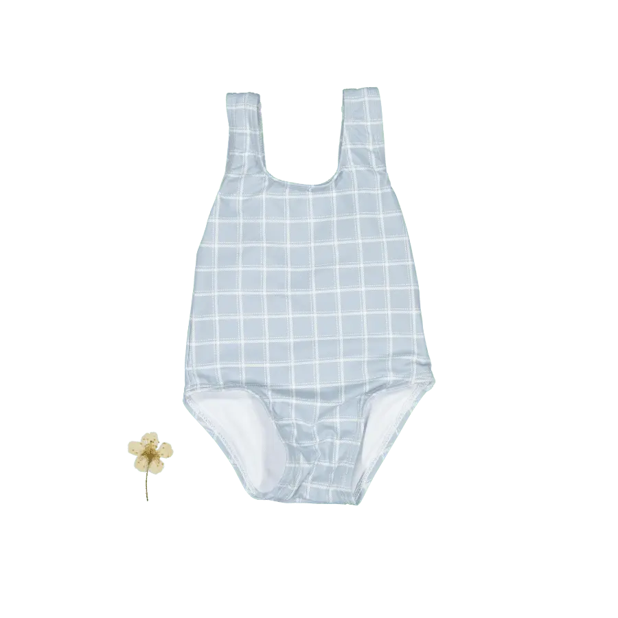 The Printed Swimsuit - Blue Grid - Baby & Toddler Clothing, Pattern, One-piece swimsuit, Swimwear, Clothing | Everetts Place