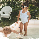 Lovely Littles The Printed Swimsuit - Blue Grid - 