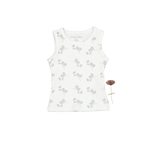 The Printed Tank - Celia - White, Sleeveless shirt, Undershirt, Active Tank, Active Shirt | Everetts Place