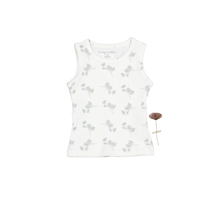 The Printed Tank - Celia - White, Sleeveless shirt, Undershirt, Active Tank, Active Shirt | Everetts Place