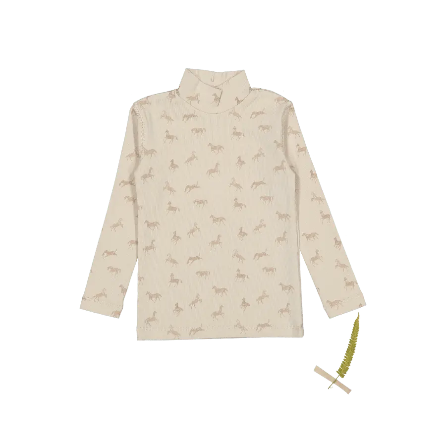 The Printed Tutleneck - Horse - Sleeve, Long-sleeved T-shirt, Active Shirt, Button, Top | Everetts Place
