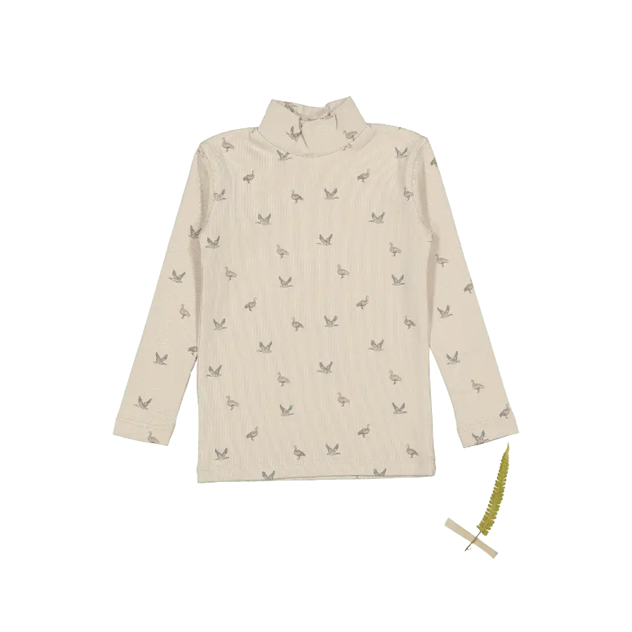 The Printed Tutleneck - Mallard - Long-sleeved T-shirt, Button, Sweater, Pattern, Top | Everetts Place