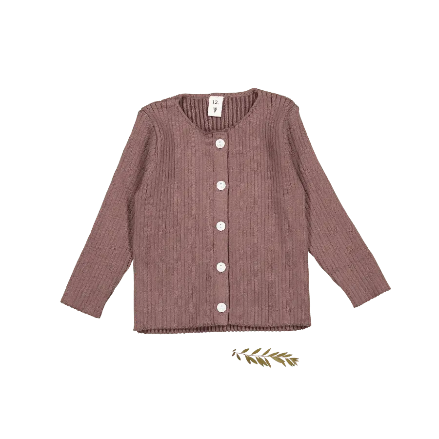The Ribbed Cardigan - Rosewood - Sleeve, Cardigan, Button, Textile, Woolen | Everetts Place
