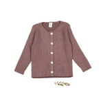 The Ribbed Cardigan - Rosewood - Sleeve, Cardigan, Button, Textile, Woolen | Everetts Place