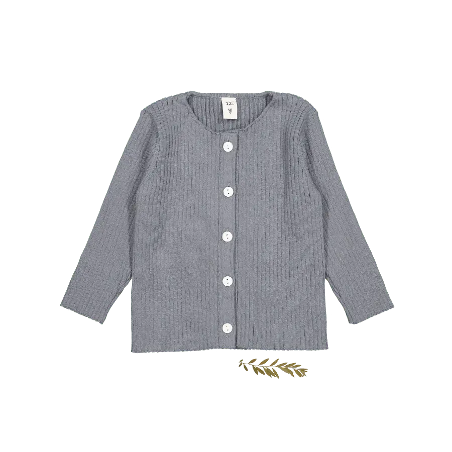 The Ribbed Cardigan - Slate - Sleeve, Cardigan, Button, Textile, Woolen | Everetts Place