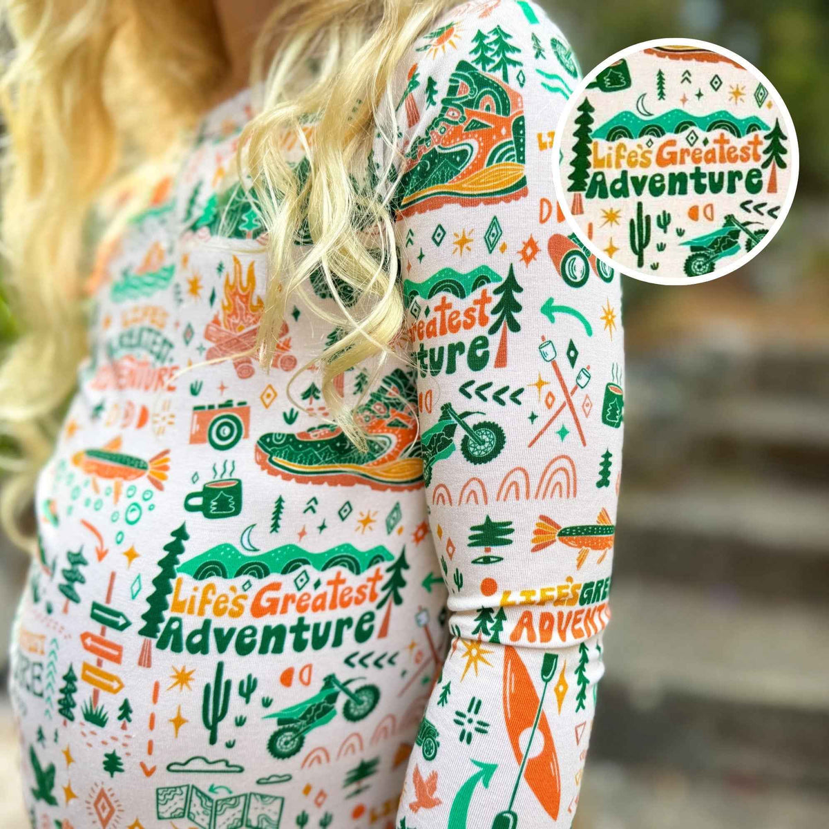 Raising Mama The Second - Skin 2 - Piece Long Sleeve Pajama | Wanderlust - 