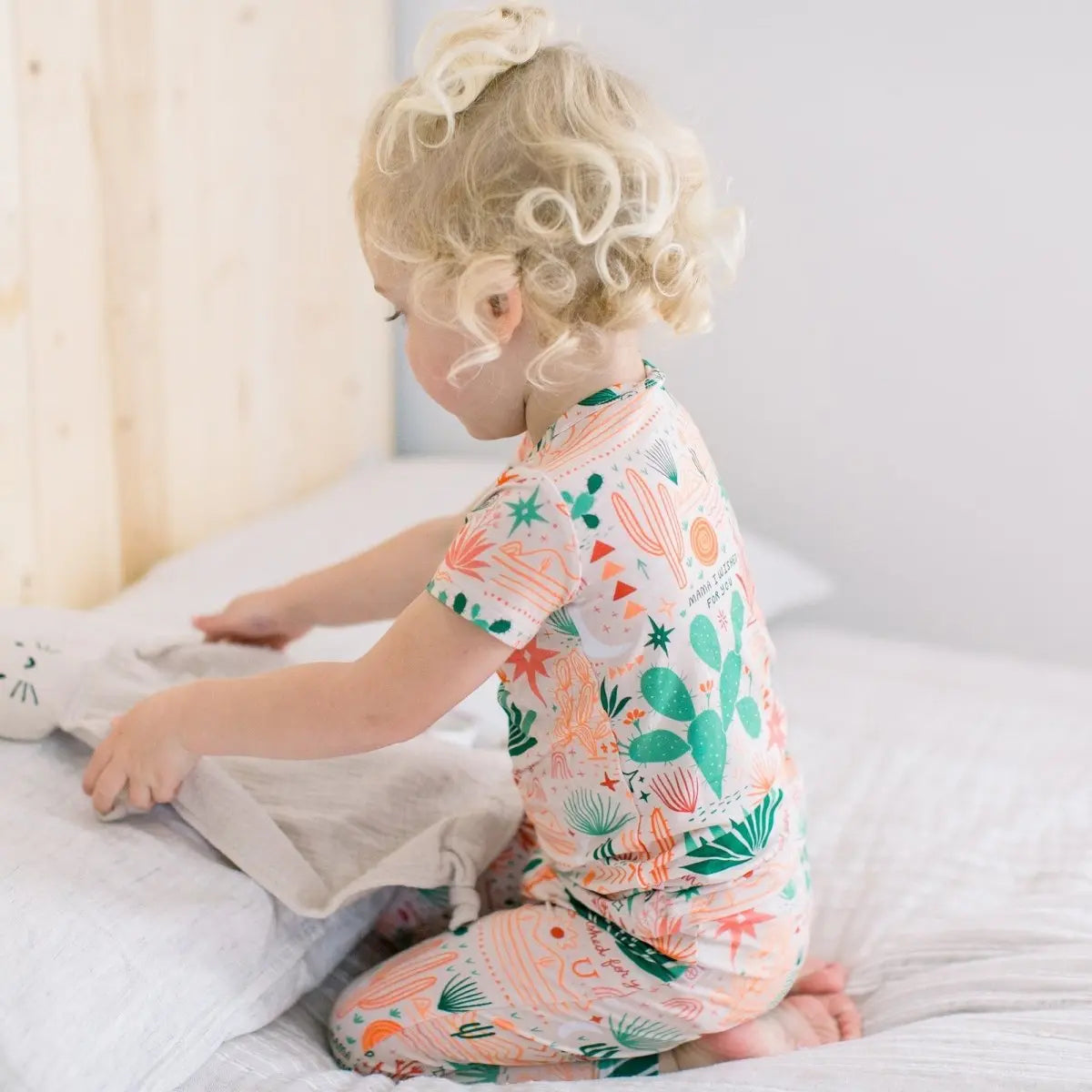 Raising Mama The Second - Skin 2 - Piece Short Sleeve Pajama | Desert Cactus (Beige) - 