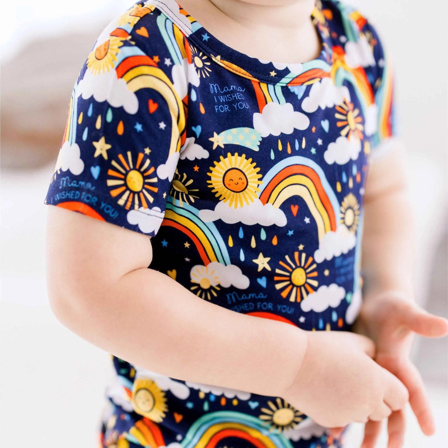 Raising Mama The Second - Skin 2 - Piece Short Sleeve Pajama | Here Comes the Sunshine (Blue) - 