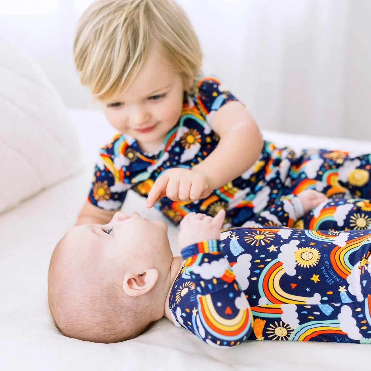 Raising Mama The Second - Skin 2 - Piece Short Sleeve Pajama | Here Comes the Sunshine (Blue) - 