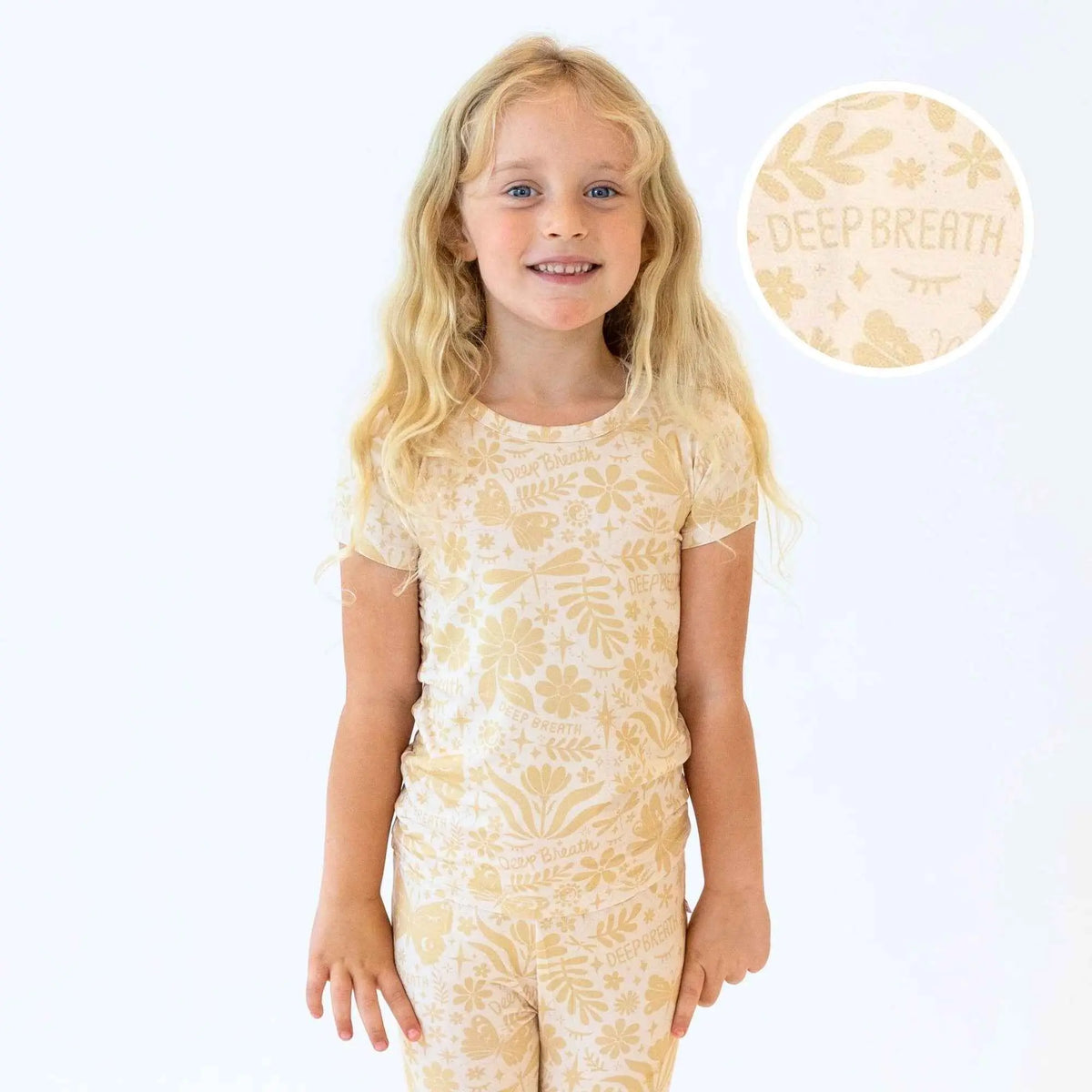 Raising Mama The Second - Skin 2 - Piece Short Sleeve Pajama | Om Baby (Beige) - 