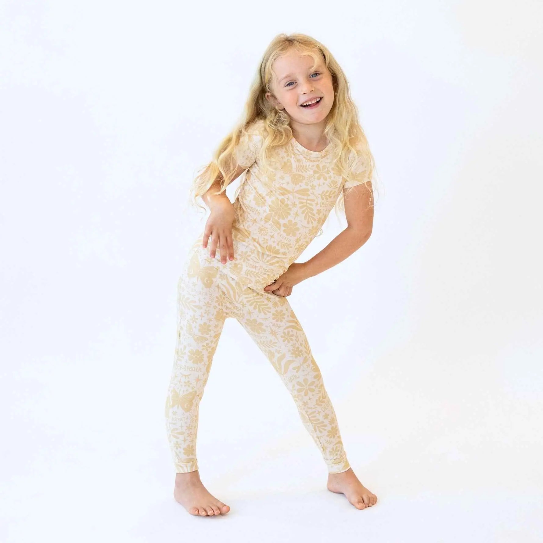 Raising Mama The Second - Skin 2 - Piece Short Sleeve Pajama | Om Baby (Beige) - 