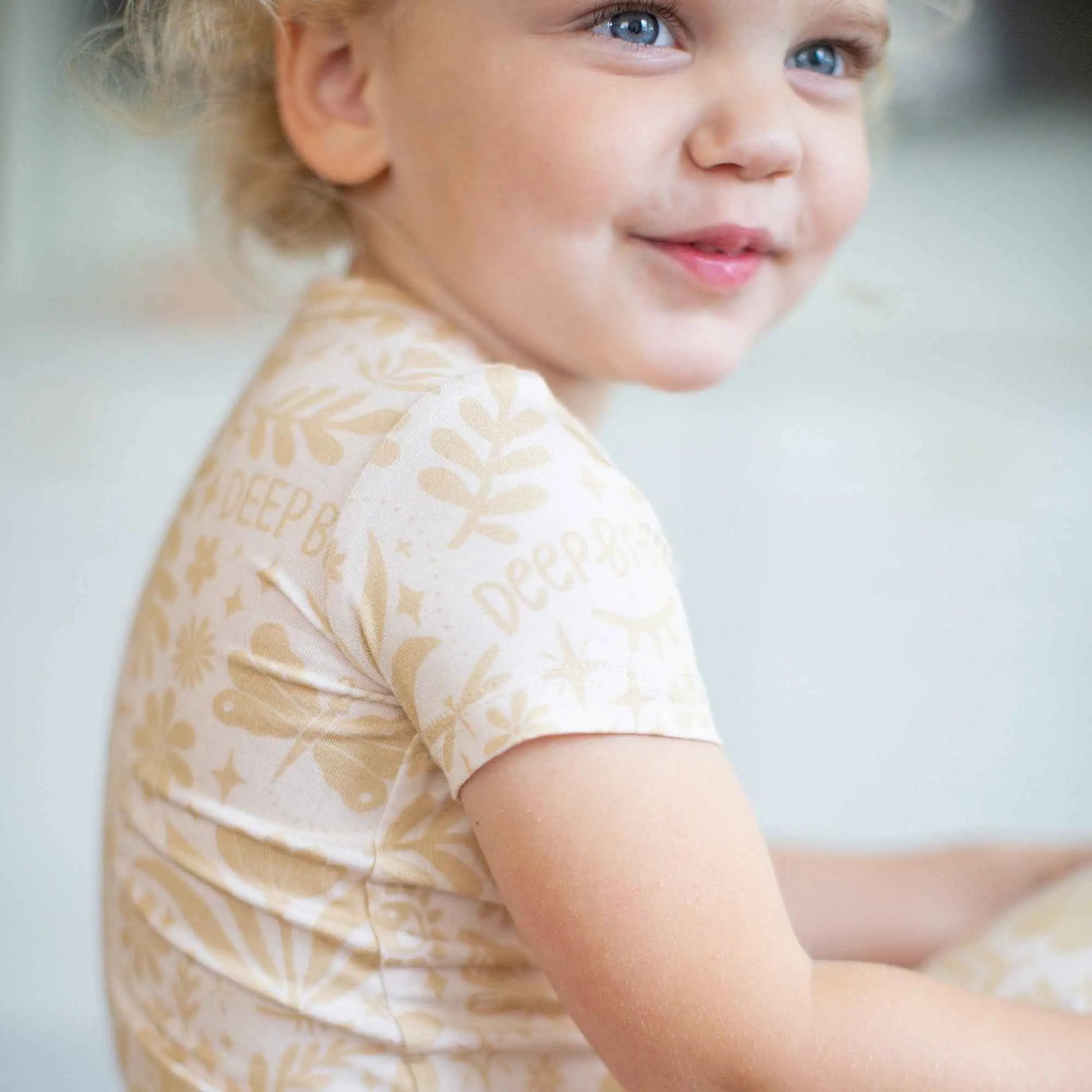 Raising Mama The Second - Skin 2 - Piece Short Sleeve Pajama | Om Baby (Beige) - 