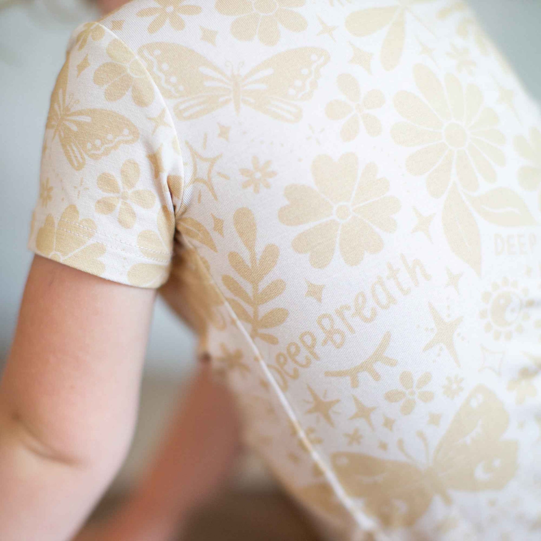 Raising Mama The Second - Skin 2 - Piece Short Sleeve Pajama | Om Baby (Beige) - 