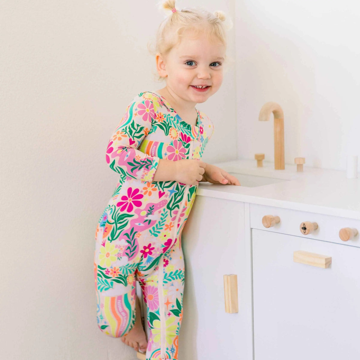 Raising Mama The Second - Skin Footless Romper | Rainbow Daisy Babe - 