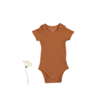 The Short Sleeve Onesie - Caramel - Brown, Baby & Toddler Clothing, Woolen, Active Shirt, Wool | Everetts Place