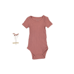 The Short Sleeve Onesie - Rosewood Ribbed - Sleeve, Textile, Baby & Toddler Clothing, Pink, Infant bodysuit | Everetts Place