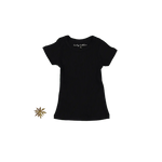 The Short Sleeve Tee - Black Ribbed - Sleeve, Textile, Active Shirt, Black, Grey | Everetts Place