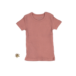The Short Sleeve Tee - Rosewood Ribbed - Sleeve, Textile, Fashion, Pink, Active Shirt | Everetts Place