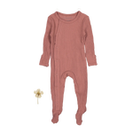 The Snap Romper - Rosewood Ribbed - Sleeve, Baby & Toddler Clothing, Textile, Pink, One-piece garment | Everetts Place