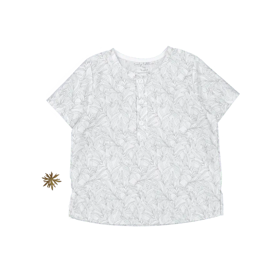 The Woven Tunic - Willa - Sleeve, White, Textile, Active Shirt, Grey | Everetts Place