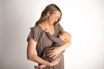 Three Little Tots Cocoa Brown Ribbed Knotted Newborn Baby Gown - 