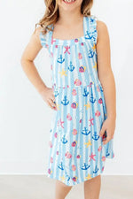 Mila & Rose ® Tidepool Treasures Ruffle Cross Back Dress - 