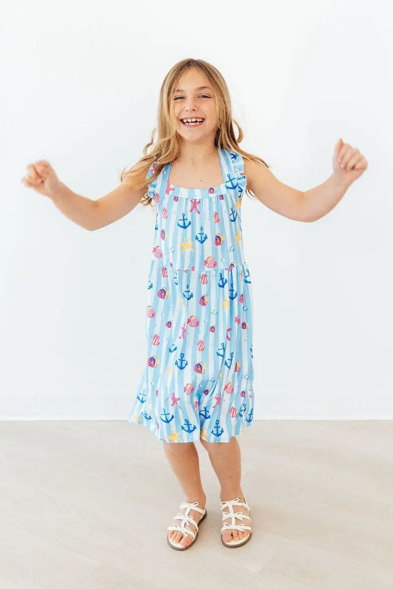 Mila & Rose ® Tidepool Treasures Ruffle Cross Back Dress - 
