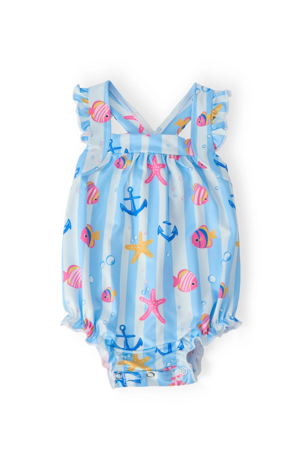 Mila & Rose ® Tidepool Treasures Ruffle Cross Back Romper - 