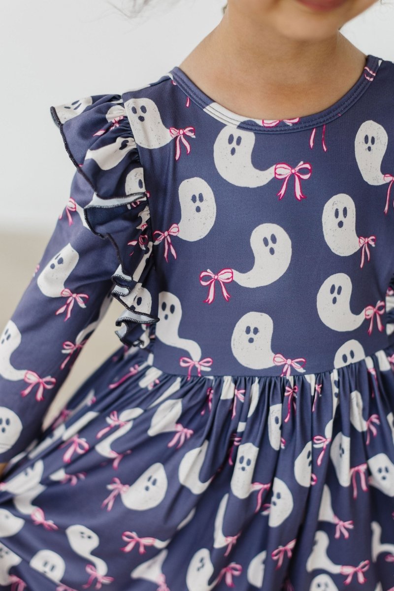 Tied With a Boo Three Quarter Ruffle Twirl Dress Toddlers - Everetts Place Boutique - 