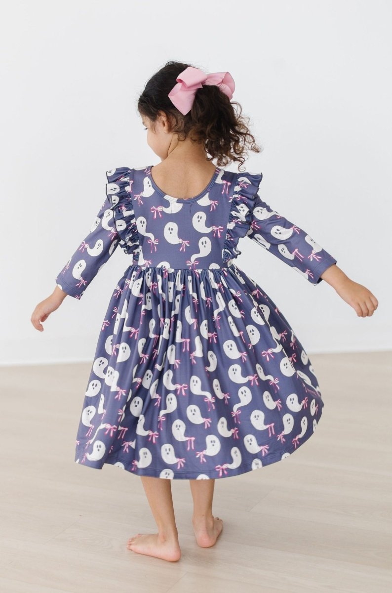 Tied With a Boo Three Quarter Ruffle Twirl Dress Toddlers - Everetts Place Boutique - 