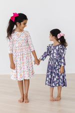 Tied With a Boo Three Quarter Ruffle Twirl Dress Toddlers - Everetts Place Boutique - 