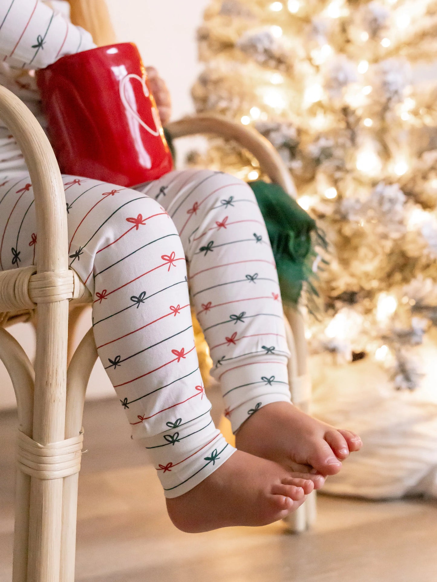 Tied With a Bow Christmas 2Pc Henley Bamboo Pajamas Little Joy Co. Everetts Place: Online Boutique