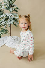 Little Joy Co. Tied With a Bow Christmas 2Pc Henley Bamboo Pajamas -