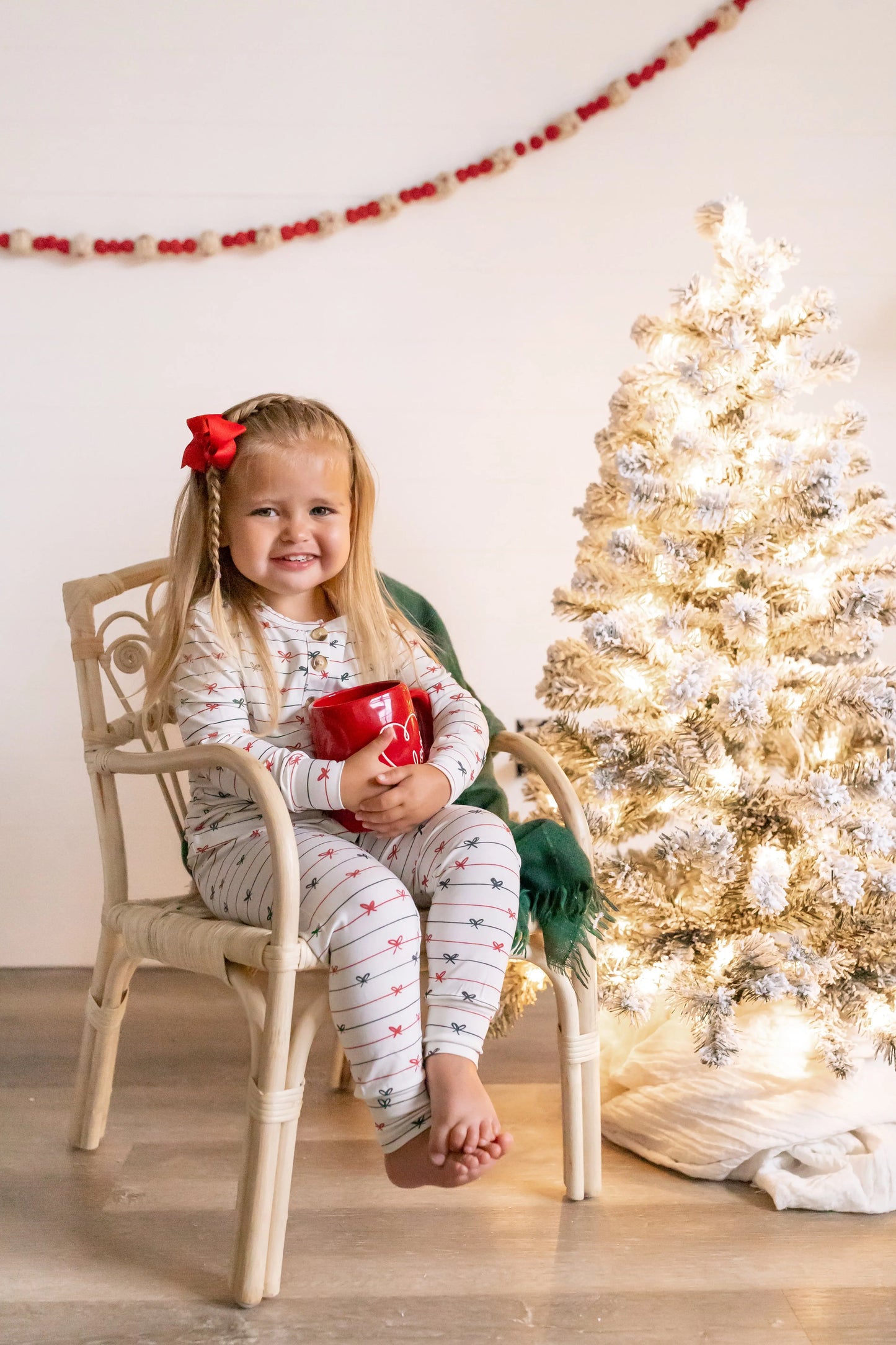 Tied With a Bow Christmas 2Pc Henley Bamboo Pajamas Little Joy Co. Everetts Place: Online Boutique