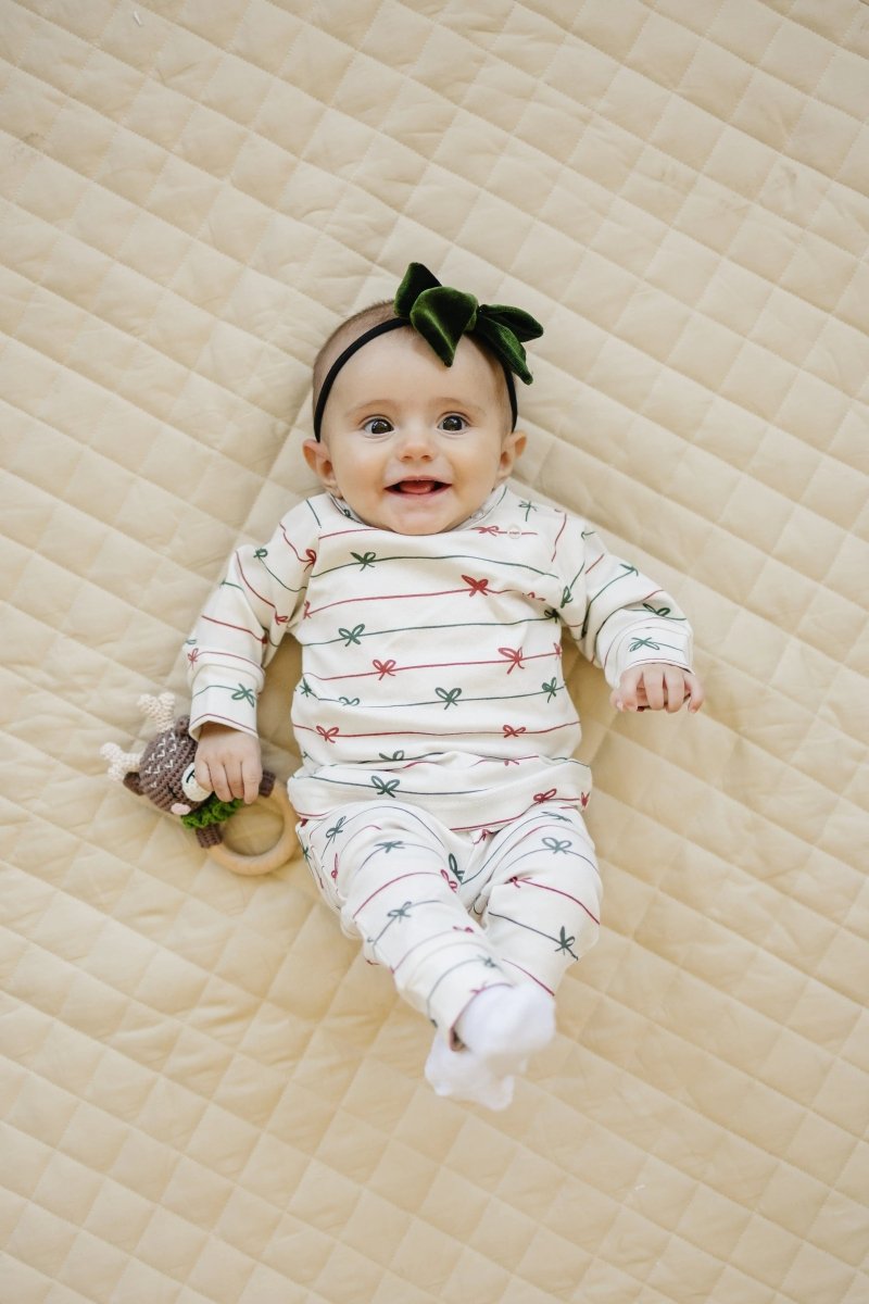 Tied with a Bow Christmas Organic Cotton Lounge Set Little Joy Co. Everetts Place Boutique
