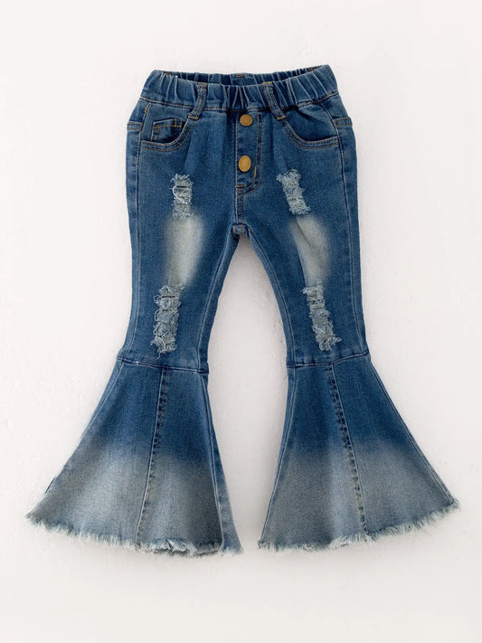 Tight Layer Bell Bottoms Denim Jeans Pants with Elastic Waist Rylee Faith Designs Everetts Place: Online Boutique