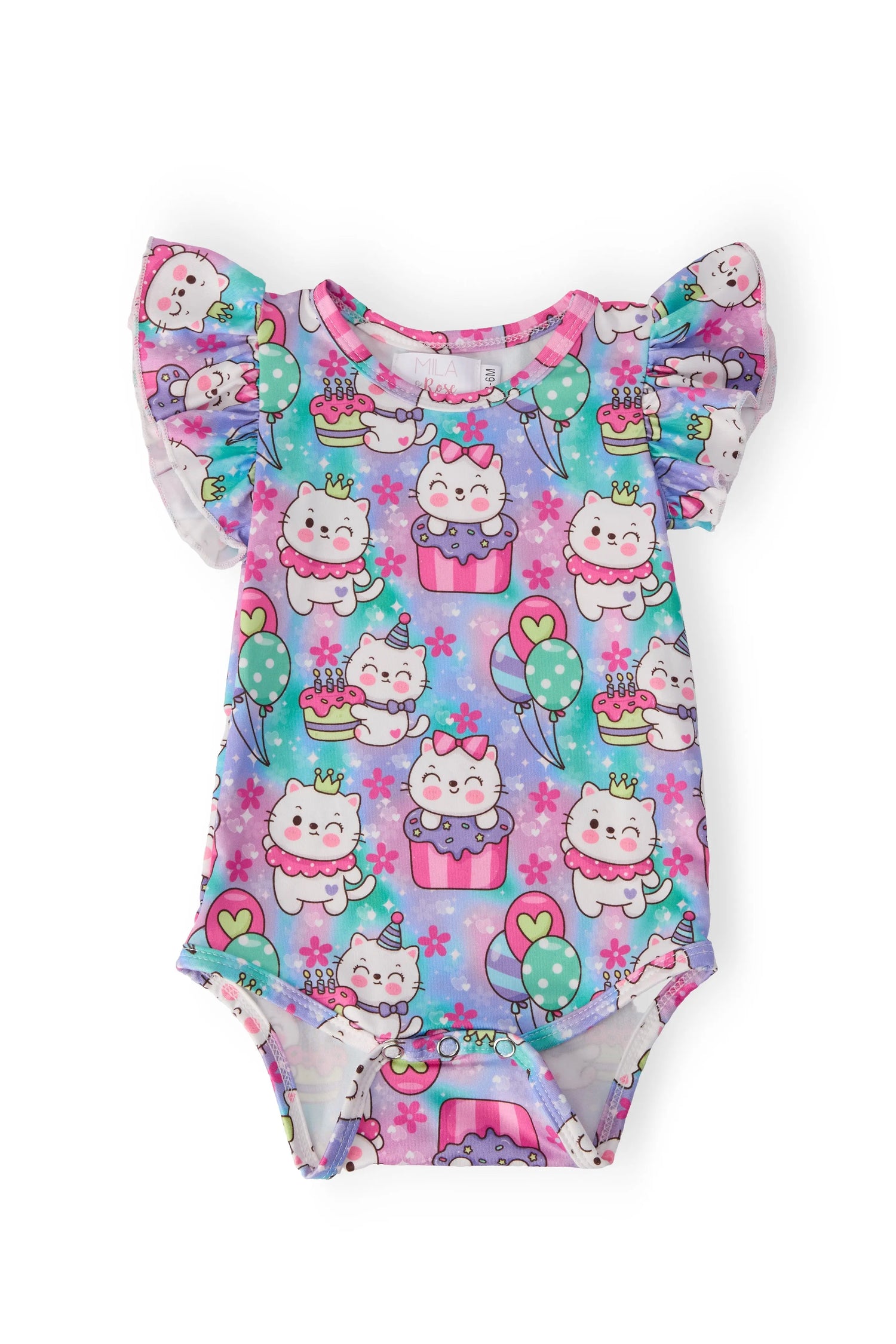 Mila & Rose ® Time To Purr - ty S/S Flutter Bodysuit - 