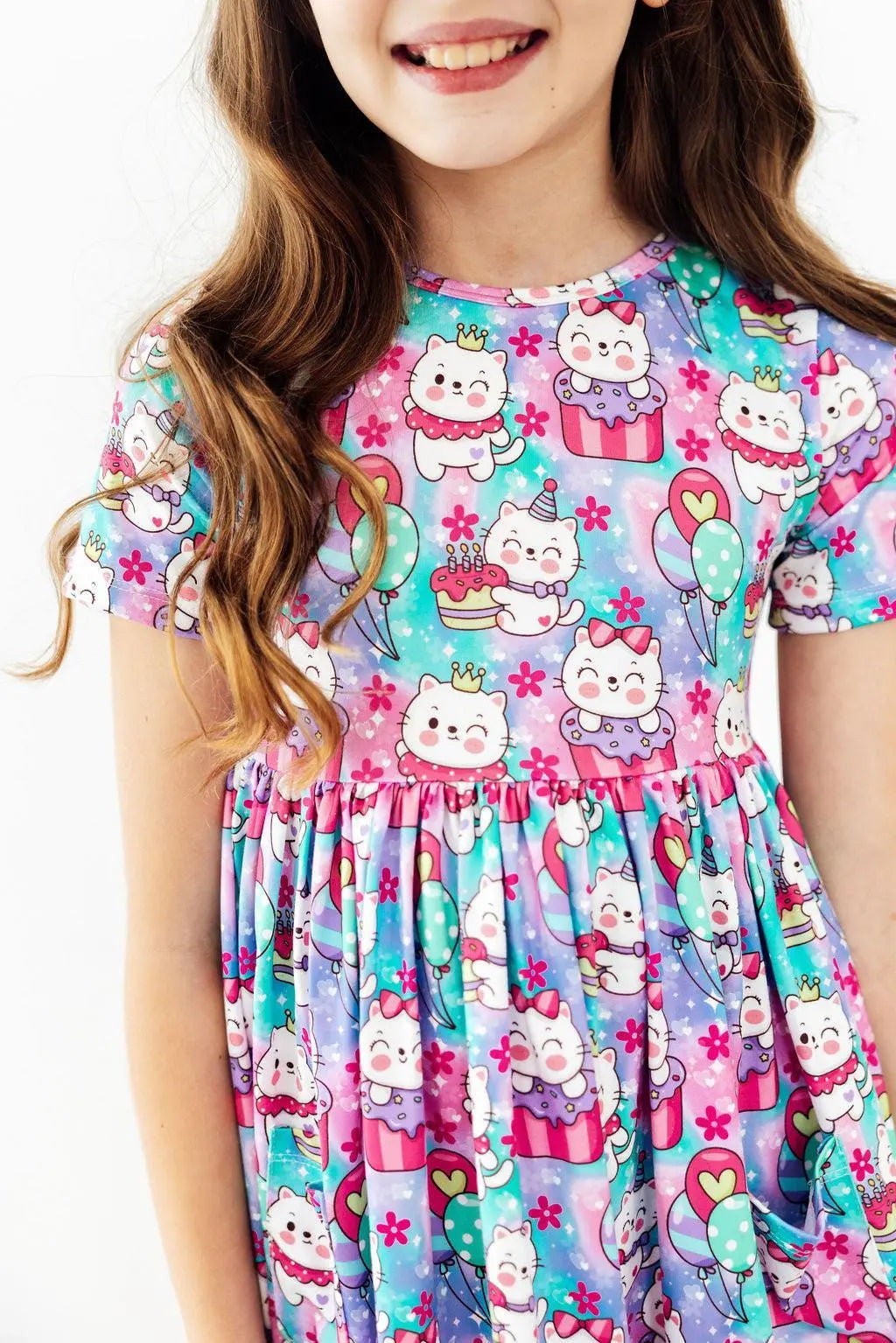 Mila & Rose ® Time to Purr - ty S/S Pocket Twirl Dress - 