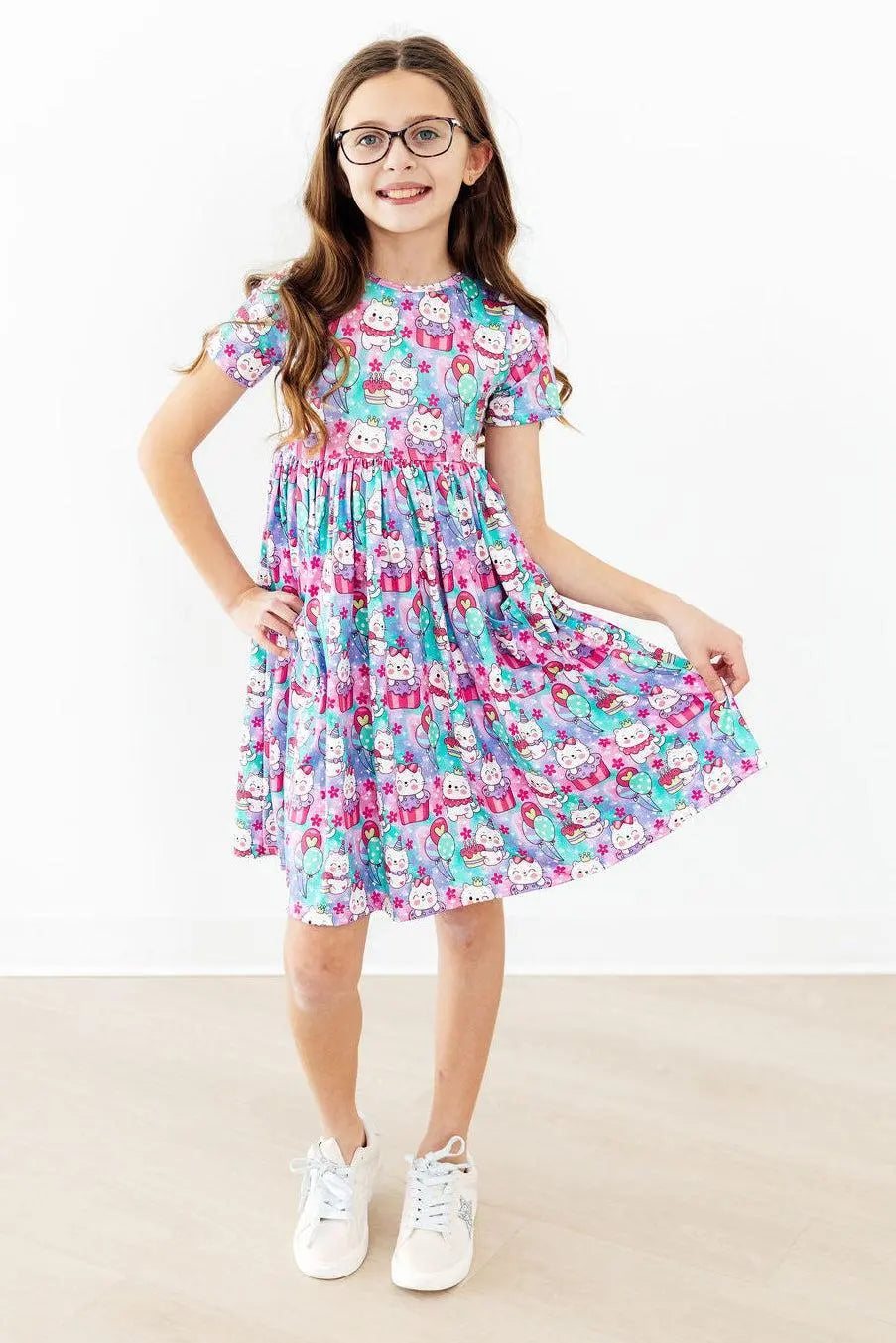 Mila & Rose ® Time to Purr - ty S/S Pocket Twirl Dress - 