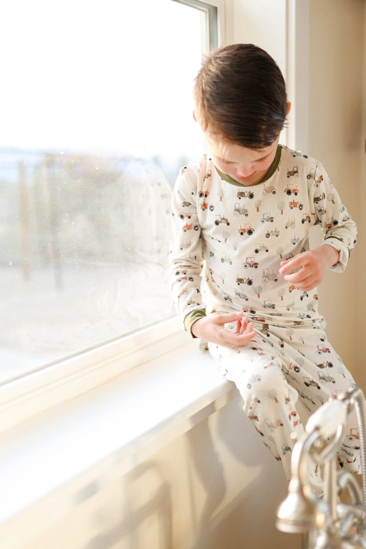 Tiny Tractors 2pc Bamboo Pajamas Breathable for Kids Little Joy Co. Everetts Place: Online Boutique